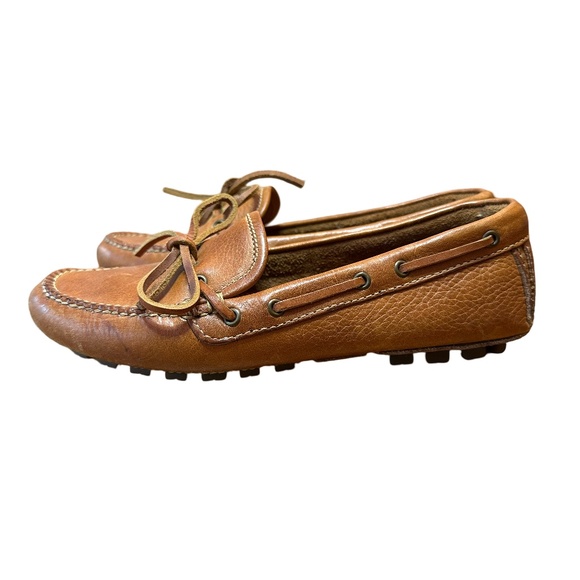 *Vintage* Coach W6 natural leather patina‎ driving moccasins with leather tie - Picture 4 of 8